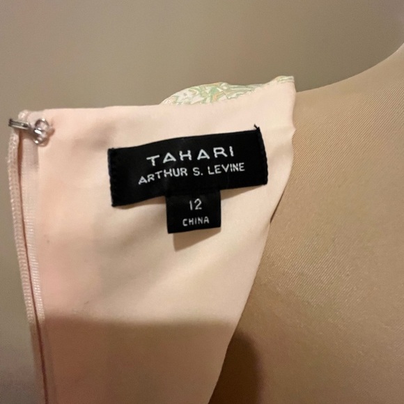 Tahari ASL Sleeveless Print Fit & Flare Dress, Blush, mint & apricot, size 12 - Picture 6 of 7